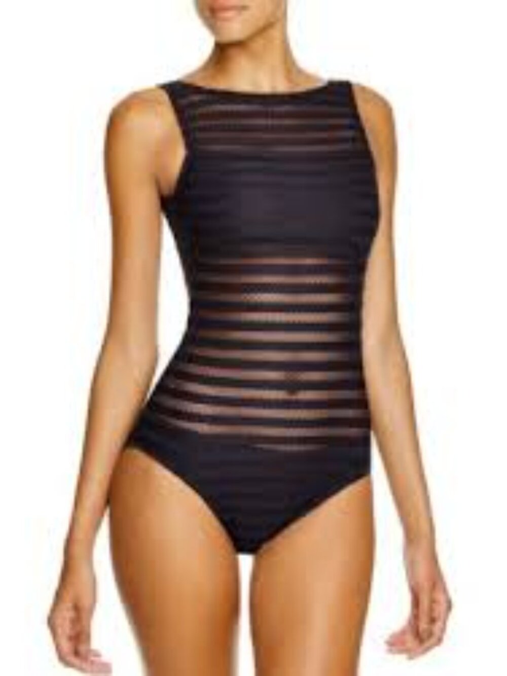 NWT: Ralph Lauren Ottoman Mesh Boatneck One Piece Swimsuit